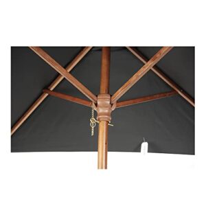 Germisept Marrin Black 7.5ft Patio Umbrella with Hand Crank and Wood Pole Base - Made from Recycled Water Bottles