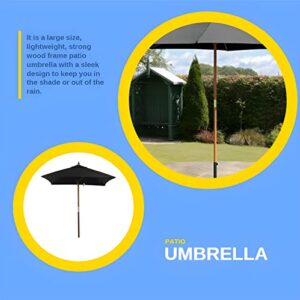 Germisept Marrin Black 7.5ft Patio Umbrella with Hand Crank and Wood Pole Base - Made from Recycled Water Bottles