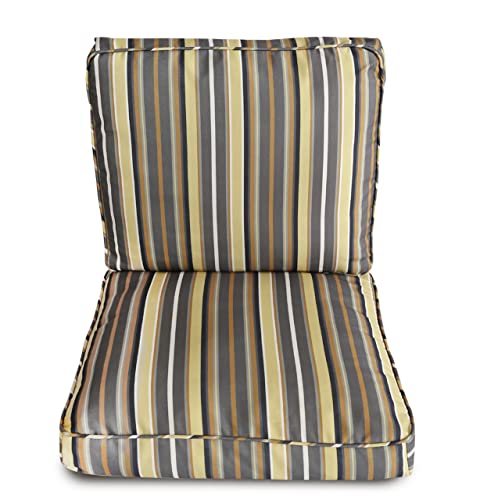 Makimoo Striped Indoor/Outdoor Corded Chair Cushion, Durable Patio Furniture Cushion Set: Patio Cushions Seat: 22" W x 22" D x 4" T;