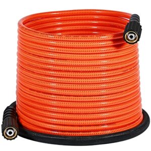 yamatic durable flexible pressure washer hose, 1/4″ x 50 ft, kink resistant power washer hose, fit most brand pressure washer replacement hose, 3200 psi, orange
