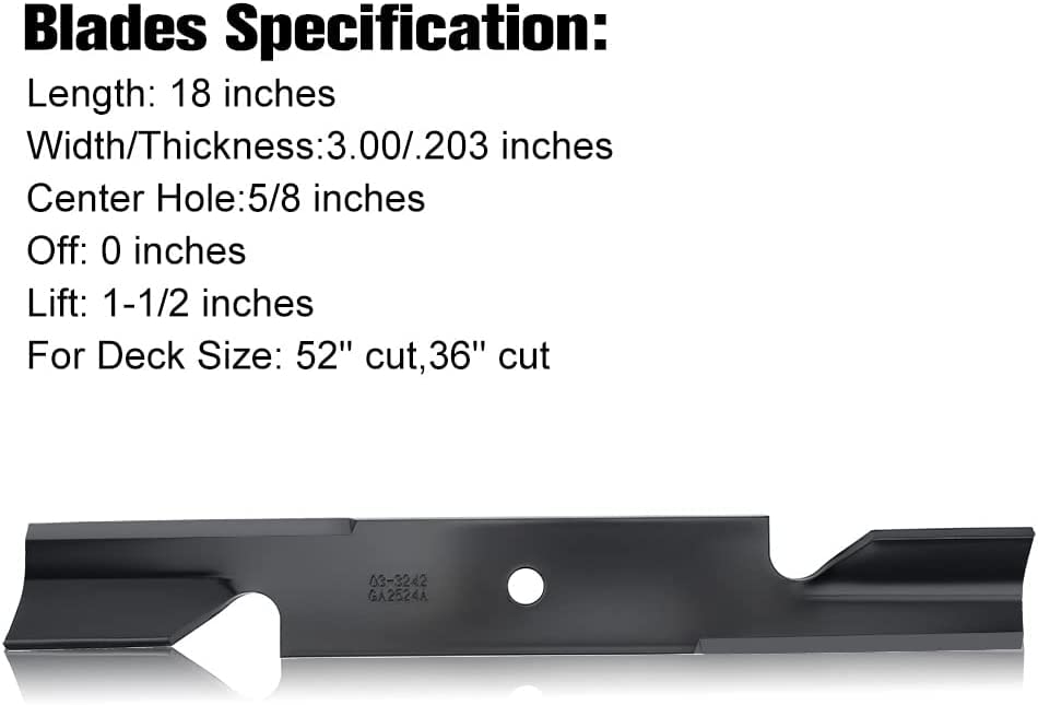 Grasscool 482878 Mower Blades for Scag Tiger Cub Wildcat Turf Tiger 36'' 52'' Deck Lawn Mower Replace Ferris 21227S 5101756s 5021227 Scag 482462 481711 48108 Encore 481707(3 Pack)