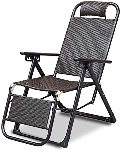 XZGDEN Lightweight Folding Deck Chair Rattan Chair Folding Sun Lounger Outdoor Leisure Home Beach Chair 178x47x26cm Sun Lounger Garden Chairs (Color : As Shown, Size : 178x47x26cm)
