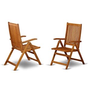 east west furniture bcnc5na outdoor folding arm chair, natural oil