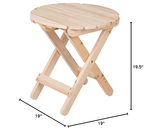 Shine Company 4108N Adirondack Round Folding Side Table – Natural