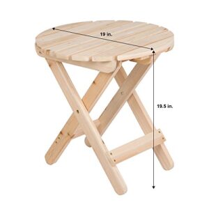 Shine Company 4108N Adirondack Round Folding Side Table – Natural