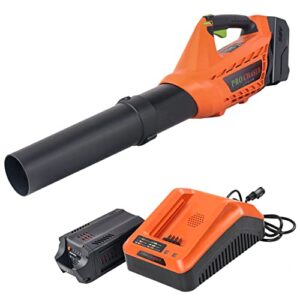 battery powered blower – 58v 120 mph 550 cfm cordless leaf blower w/ 2.0ah battery, variable speed control, blower for clean yard, porch, patio and sidewalk (battery & charger included)