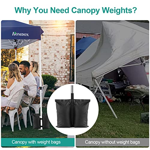 Homdox Canopy Weight Bags, 4-Pack Black Canopy Sandbags Weight Bags, Outdoor Pop Up Canopy Tent Gazebo Weight Sand Bag Kit. Without Sand