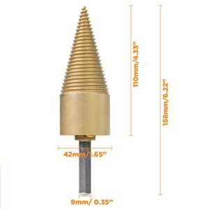 Jerax tools 42mm Kindling Cracker, Wood Splitting Drill Bit, Cone Firewood Splitter with Hex Shank for Family Outdoor Camping, Stove, Farm (42mm)