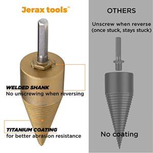 Jerax tools 42mm Kindling Cracker, Wood Splitting Drill Bit, Cone Firewood Splitter with Hex Shank for Family Outdoor Camping, Stove, Farm (42mm)