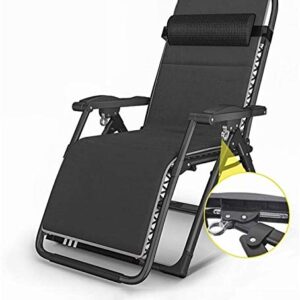 XZGDEN Lightweight Deck Chair Recliners,Locking Patio Outdoor Lounger Chair Oversize XL Padded Adjustable Recliner with Headrest Support 440lbs (Color : Black)
