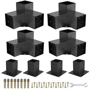 pergola Brackets 6x6 Woodworks Pergola kit Modular Modern Outdoor Pergola Hardware Kit DIY Elevated Wood Stand kit Includes 4 Bracket Shoulders 4 Boots for 6x6 (Actual: 5.5x5.5 Inch) Lumber