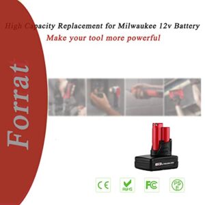 Forrat Upgraded 6.0Ah 12V Li-ion Replacement Compatible with for Milwaukee M12 Battery 48-11-2410 Lithium Battery 48-11-2420 48-11-2411 48-11-2401 48-11-2402 Batteries 2 Packs