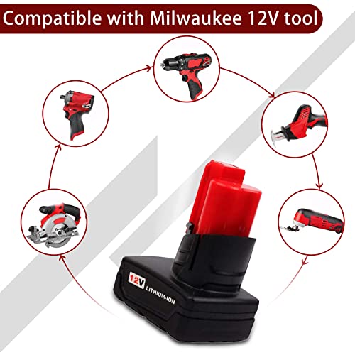 Forrat Upgraded 6.0Ah 12V Li-ion Replacement Compatible with for Milwaukee M12 Battery 48-11-2410 Lithium Battery 48-11-2420 48-11-2411 48-11-2401 48-11-2402 Batteries 2 Packs