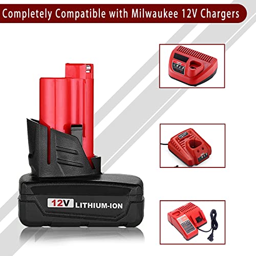 Forrat Upgraded 6.0Ah 12V Li-ion Replacement Compatible with for Milwaukee M12 Battery 48-11-2410 Lithium Battery 48-11-2420 48-11-2411 48-11-2401 48-11-2402 Batteries 2 Packs