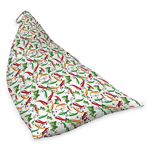 Ambesonne Food Lounger Chair Bag, Chilli Peppers and Parsley Leaves Health Cooking Spice Jalapeno Mexican, High Capacity Storage with Handle Container, Lounger Size, Dark Pink Green Orange