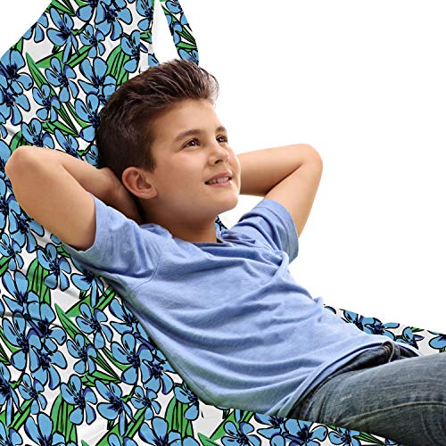 Ambesonne Floral Lounger Chair Bag, Pattern of Rhythmic Style Bold Spring Blossoms on Pastel Background, High Capacity Storage with Handle Container, Lounger Size, Sky Blue Green and White