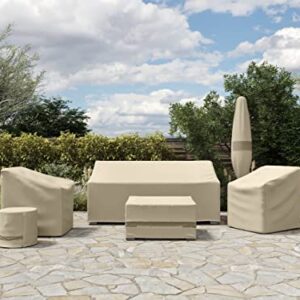 Covermates Outdoor Sofa Loveseat Cover - Water Resistant Polyester, Drawcord Hem, Mesh Vents, Seating and Chair Covers-Khaki