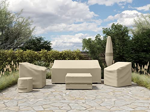 Covermates Outdoor Sofa Loveseat Cover - Water Resistant Polyester, Drawcord Hem, Mesh Vents, Seating and Chair Covers-Khaki