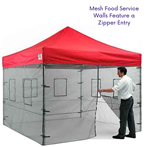 Impact Canopy Walls for 10' x 10' Canopy Tent, Food Service Mesh Sidewall Kit with Service Windows, 4 Walls Only, Black Mesh