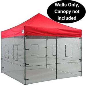 Impact Canopy Walls for 10' x 10' Canopy Tent, Food Service Mesh Sidewall Kit with Service Windows, 4 Walls Only, Black Mesh