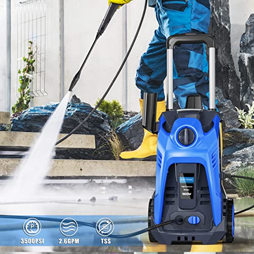 Electric Pressure Washer,3500PSI Power Washer, 2.5GPM Power Washers Electric Powered High Pressure Washer Cleaner with Spray Gun, Brush, and Two Kind Adjustable Spray Nozzle, Blue…