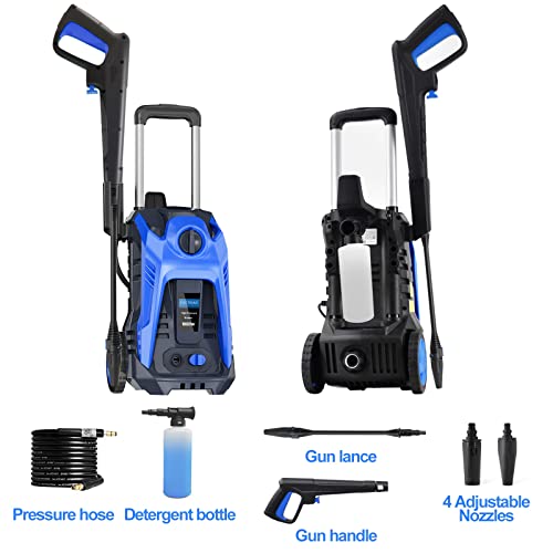 Electric Pressure Washer,3500PSI Power Washer, 2.5GPM Power Washers Electric Powered High Pressure Washer Cleaner with Spray Gun, Brush, and Two Kind Adjustable Spray Nozzle, Blue…