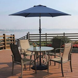 HYD-Parts 9FT Patio Umbrella Outdoor Table Umbrella,Market Umbrella with Push Button Tilt and Crank for Garden, Lawn, Deck, Backyard & Pool (Navy Blue)