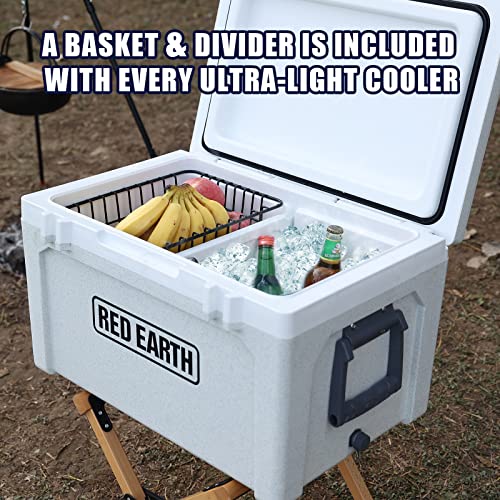 GiNT Ultra-Light 52 Quart Hard Cooler Insulated Portable Ice Chest Box with Basket & Divider, Great for The Beach, Boat, Fishing, Barbecue or Camping