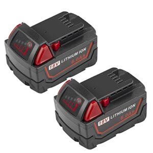 aryee 2pack 18v 6000mah replacement battery for milwaukee 48-11-1820 48-11-1840 48-11-1850 48-11-1828 48-11-1815 high capacity battery power tools with led indicator