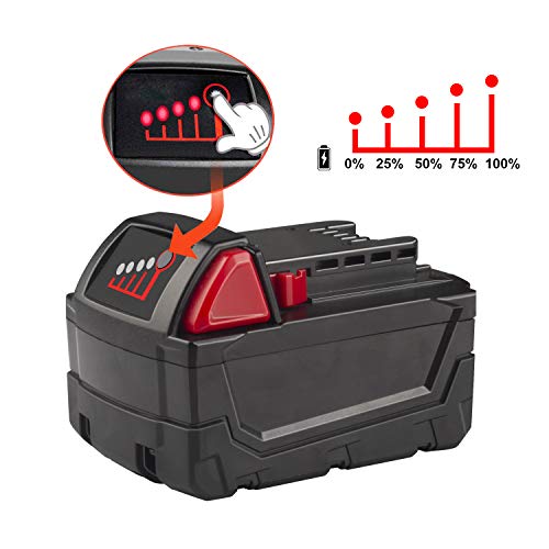 ARyee 2Pack 18V 6000mAh Replacement Battery for Milwaukee 48-11-1820 48-11-1840 48-11-1850 48-11-1828 48-11-1815 High Capacity Battery Power Tools with LED Indicator