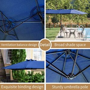 PatioFestival Double-Sided Outdoor Umbrella,15x9 ft Aluminum Garden Large Umbrella with Tilt and Crank for Market,Camping,Swimming Pool (Middle, Blue)