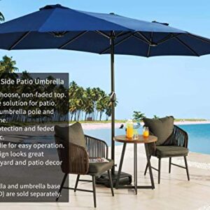 PatioFestival Double-Sided Outdoor Umbrella,15x9 ft Aluminum Garden Large Umbrella with Tilt and Crank for Market,Camping,Swimming Pool (Middle, Blue)