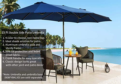 PatioFestival Double-Sided Outdoor Umbrella,15x9 ft Aluminum Garden Large Umbrella with Tilt and Crank for Market,Camping,Swimming Pool (Middle, Blue)