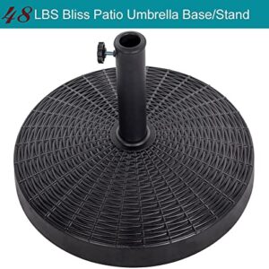 Sundale 48LBS Umbrella Stand 20.47'' Bliss Wicker Resin Patio Umbrella Base,Market Metal Heavy Duty Stand Outdoor, Black