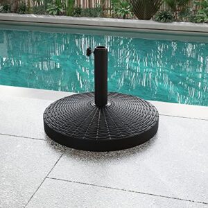 Sundale 48LBS Umbrella Stand 20.47'' Bliss Wicker Resin Patio Umbrella Base,Market Metal Heavy Duty Stand Outdoor, Black