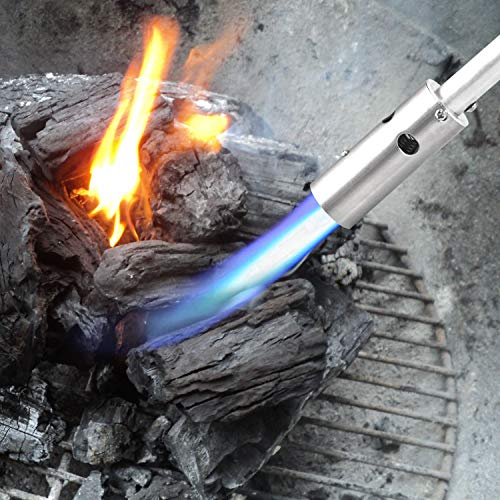 BLUEFIRE 32" Long Propane Weed Torch Burner,Blow Torch,Trigger Start Self Ignition on Handle,Single Hand Operation, Lightweight Portable Weeds Burn Garden Tool Snow Ice Roof Road Charcoal Fire Starter