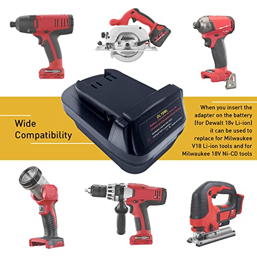 BTRUI for Dewalt 20V to Milwaukee 18v Battery Adapter, DL18ML / DW18ML Battery Adapter, Put for Dewalt 20V Battery Convert to for Milwaukee M18 18V Tool