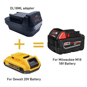 BTRUI for Dewalt 20V to Milwaukee 18v Battery Adapter, DL18ML / DW18ML Battery Adapter, Put for Dewalt 20V Battery Convert to for Milwaukee M18 18V Tool