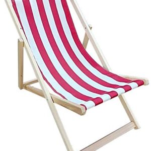 XZGDEN Lightweight Folding Chair Deckchair Lounger Adjustable Beach Deck Hardwood Outdoor Garden Patio (Color : Red+White Stripe)