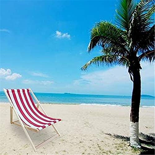 XZGDEN Lightweight Folding Chair Deckchair Lounger Adjustable Beach Deck Hardwood Outdoor Garden Patio (Color : Red+White Stripe)