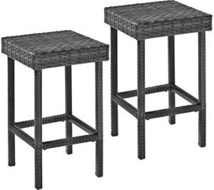 crosley furniture palm harbor outdoor wicker 24-inch counter height stools – grey (set of 2)
