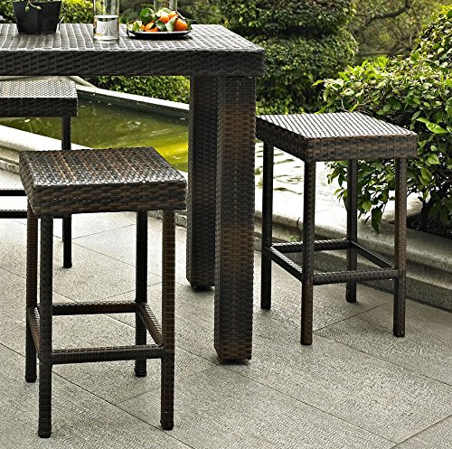 Crosley Furniture Palm Harbor Outdoor Wicker 24-inch Counter Height Stools - Grey (Set of 2)
