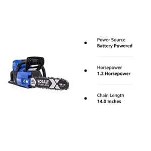 Kobalt 40-Volt 40v Lithium Ion Bare Tool 14-in Cordless Electric Brushless Chainsaw (Battery and Charger Not Included)