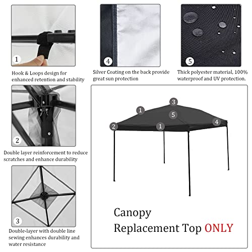 NINAT 1pcs Canopy Replacement Top Tent Top Cover for 10x10ft Pop Up Paty/Tent/Canopy (Vertical Leg) Instant Canopy Top Cover Black Canopy Top Cloth Only