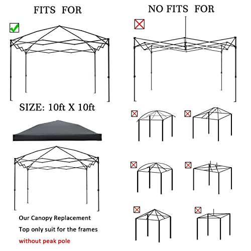NINAT 1pcs Canopy Replacement Top Tent Top Cover for 10x10ft Pop Up Paty/Tent/Canopy (Vertical Leg) Instant Canopy Top Cover Black Canopy Top Cloth Only