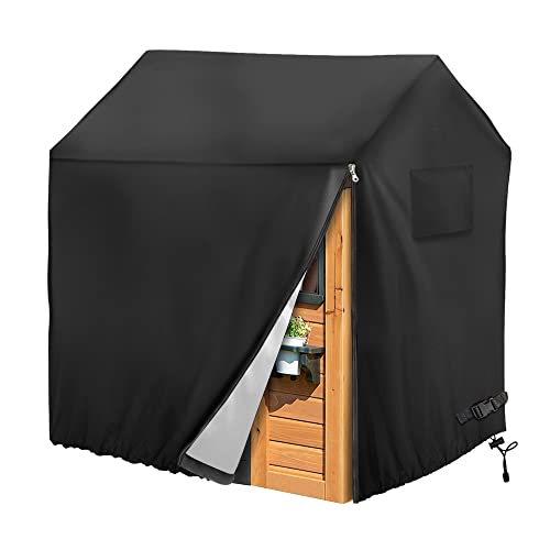 Iceberg Elf Playhouse cover, Outdoor wooden kids playhouse covers, 57" L x 57" W x 63" H, Waterproof, Sun Protection dust, Easy to put on with side zipper, 640D Heavy duty oxford fabric, (Black)