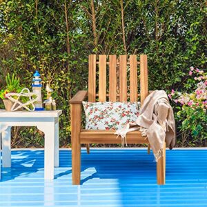 HAPPYGRILL 2PCS Adirondack Chair Outdoor Acacia Wood Classic Adirondack Armchair Ergonomic Lounge Chair for Poolside Balcony Yard Patio Garden