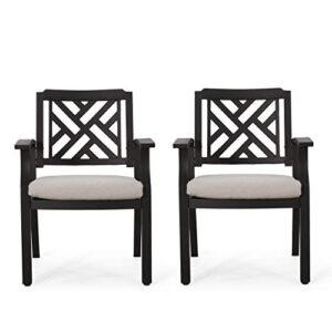 christopher knight home waterford outdoor dining chairs, light beige + antique matte black