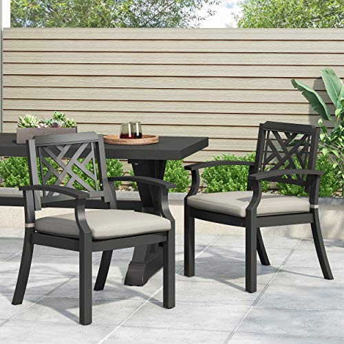 Christopher Knight Home Waterford Outdoor Dining Chairs, Light Beige + Antique Matte Black