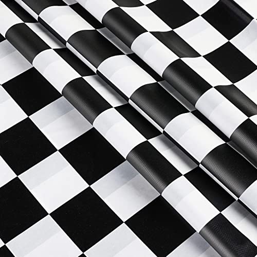 DKULMN 3PCS Black Flag Checkered Tablecloths,108”x54” Rectangular Disposable Gingham Table Covers Thickening and Waterproof Plastic Tablecloth for Picnic Indoor & Outdoor, XXZ 06